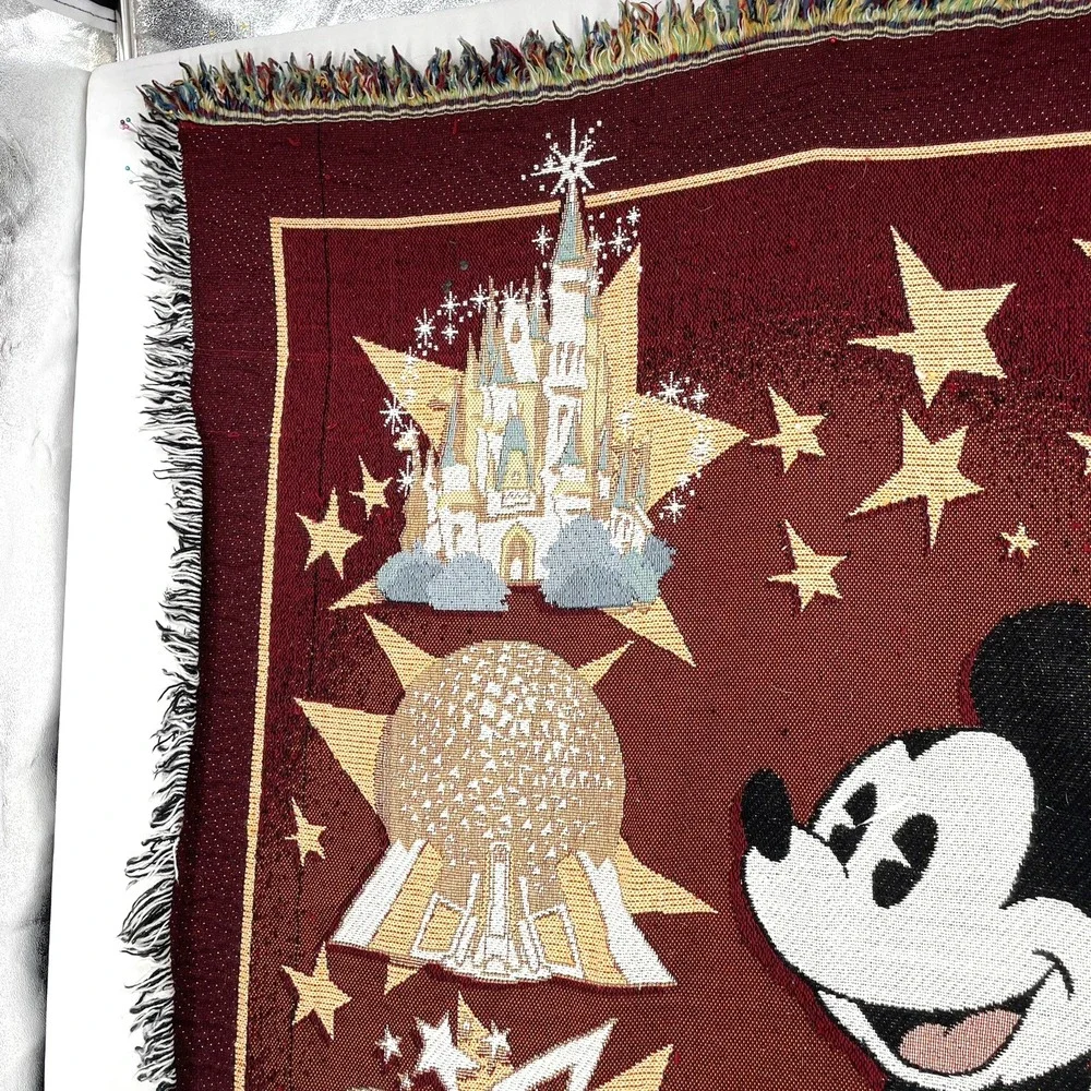 Walt Disney World Blanket Mickey Mouse‎ Woven Throw Four Parks Tapestry 42